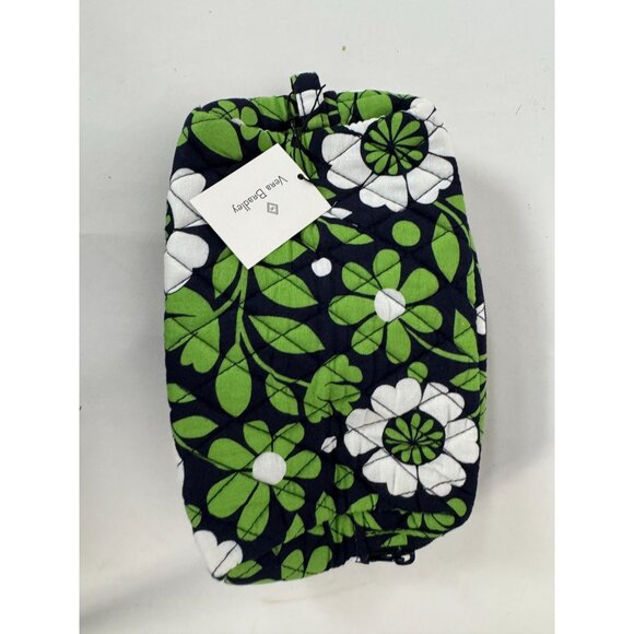 Vera Bradley Medium Cosmetic Bag In Navy & Green Floral Pattern - Picture 1 of 15